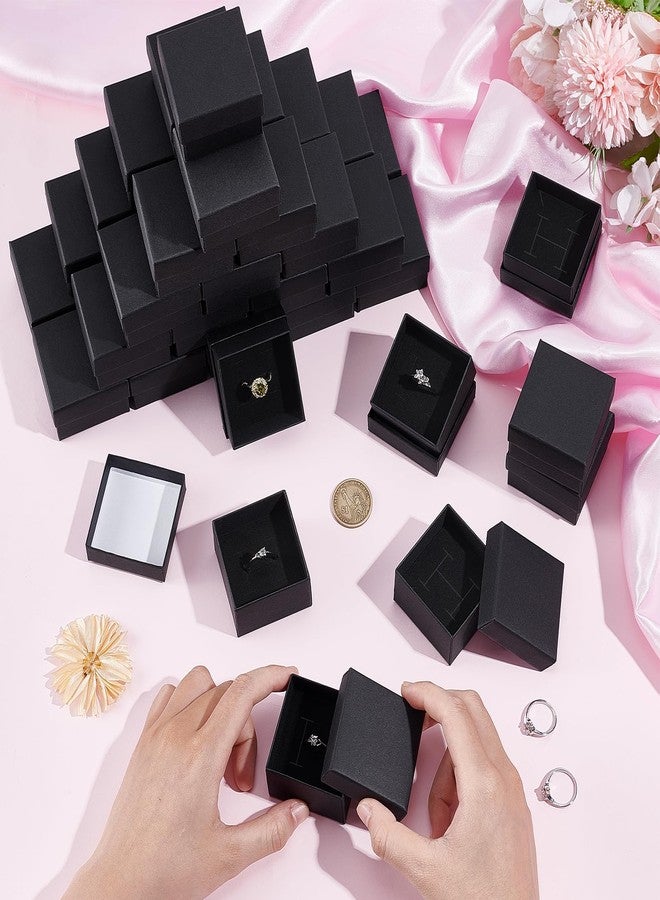 twinklemon 100PCS Ring Box Bulk Kraft Jewelry Gift Boxes 2’’ × 2’’ × 1.2’’ Small Earring Packing Boxes Square Cardboard Jewelry Box with Foam for Selling Weddings Valentine Birthday Business (Black) - Image 3